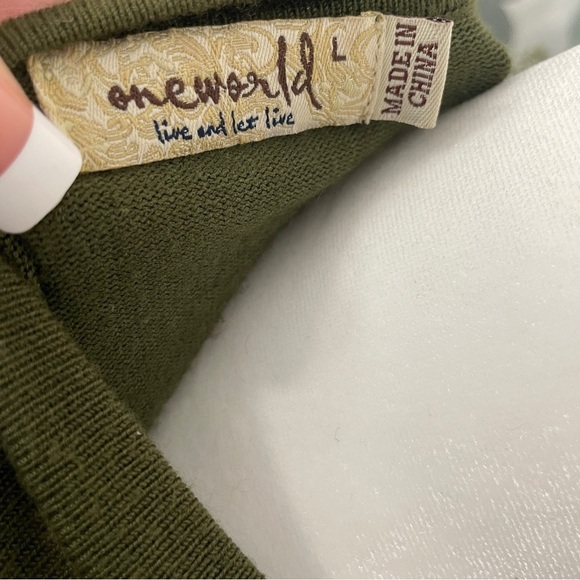 VINTAGE Olive Green Cropped Cardigan Knit Sweater - Picture 4 of 5